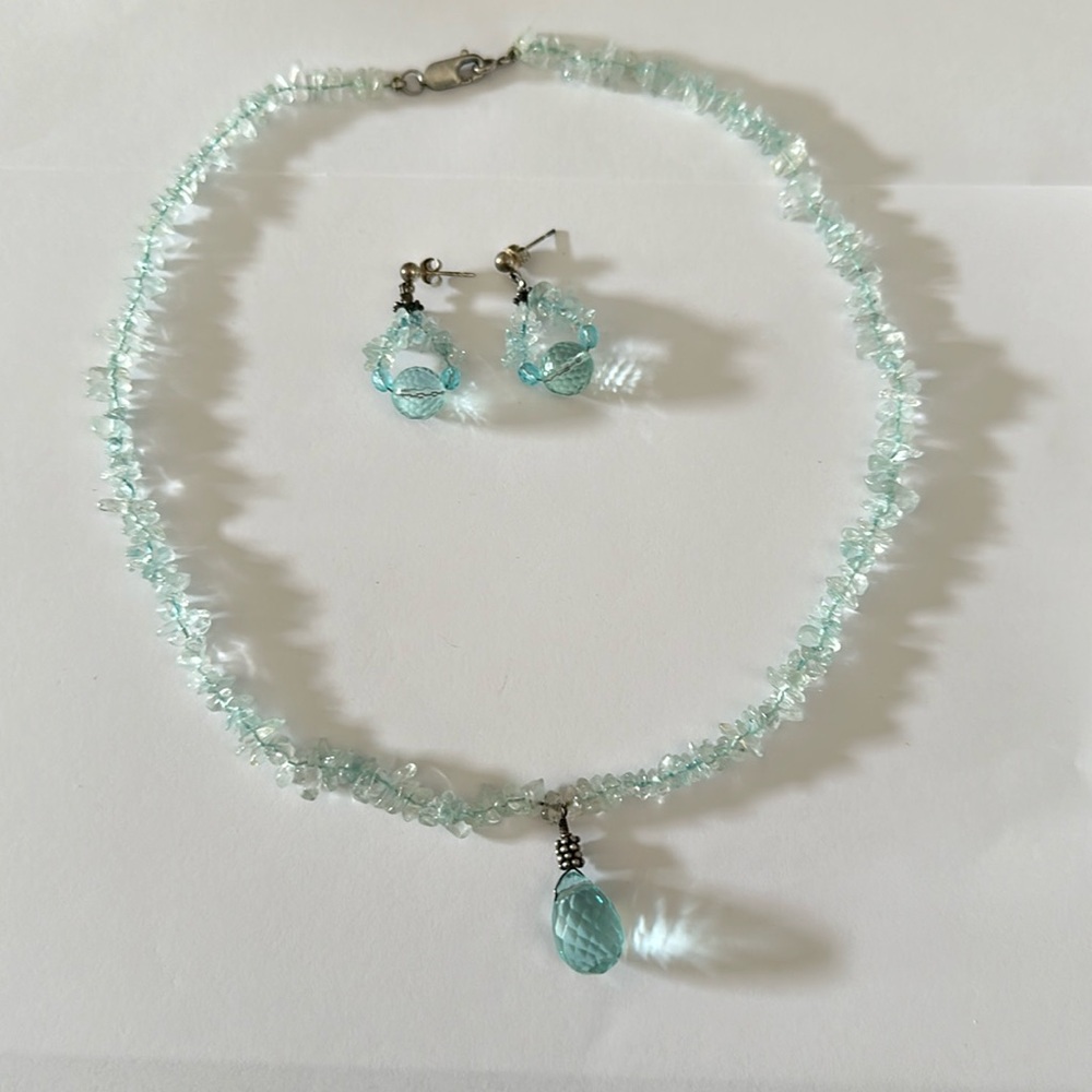 Blue topaz necklace and earring set